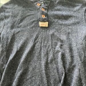 Gray Henley Shirt with Wooden Buttons